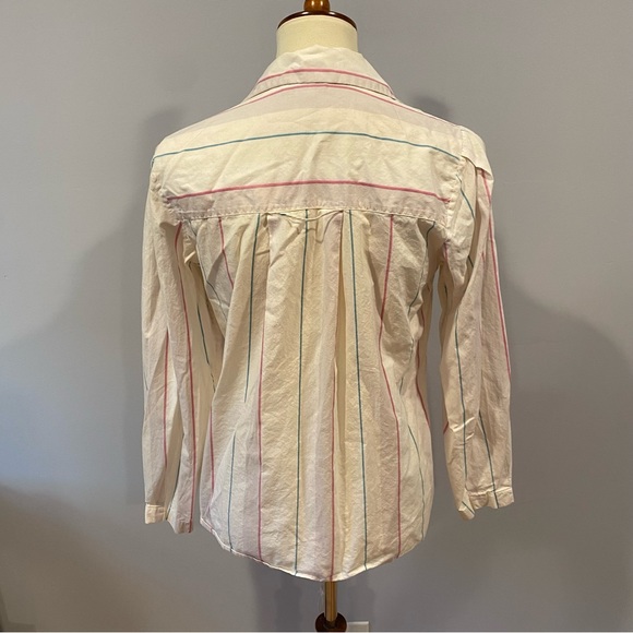 Vintage Alexander Julian White with Pink and Blue Stripes Button Down Blouse - Picture 2 of 9